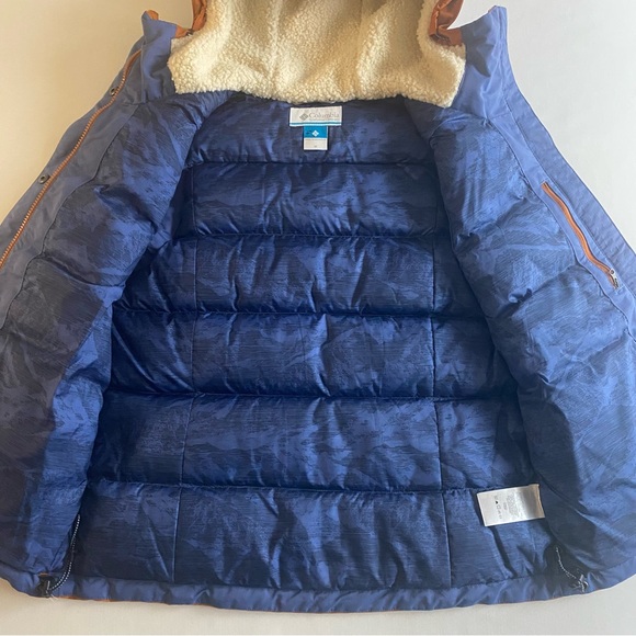 Columbia Winter Challenger 550 Down Vest Women M Sherpa Hooded Full Zip Puffer - Picture 8 of 16